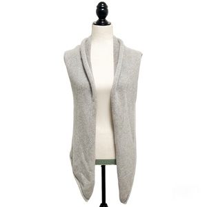 Barneys Coop Pale Heather Grey Cashmere Knit Open Front Waterfall Lapel Vest XS